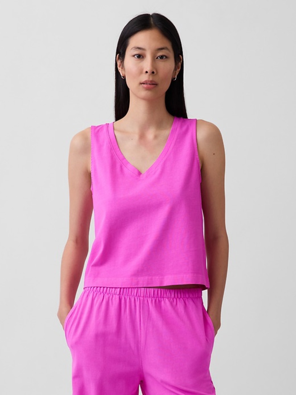 GAP Knit Crop Tank Top in pink glow large